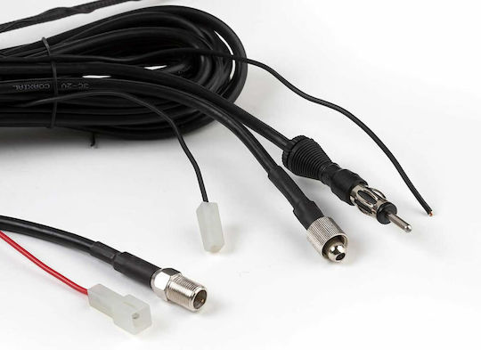 Phonocar Κεραία Αυτοκινήτου Οροφής Fiberglass Βιδωτή με Κλίση 60° και Καλώδιο 5m για Ραδιόφωνο με Ενισχυτή σε Μαύρο Χρώμα