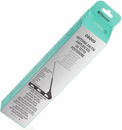 Phonocar Κεραία Αυτοκινήτου Οροφής Fiberglass Βιδωτή με Κλίση 60° και Καλώδιο 5m για Ραδιόφωνο με Ενισχυτή σε Μαύρο Χρώμα
