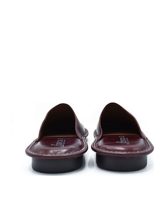 Men's Leather Slippers Burgundy