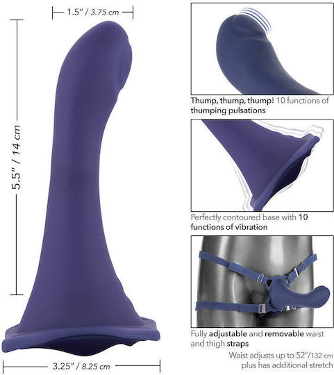 Calexotics Her Royal Harness Me2 Thumper Strap On with Rechargeable Vibe Harness με Dildo 17cm και Δόνηση σε Γκρι Χρώμα