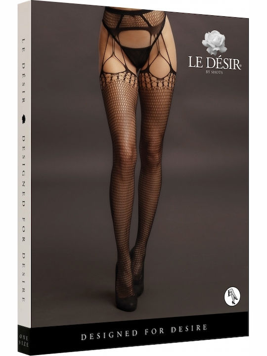 Shots Le Desir Shredded Suspender Pantyhose Sexy Καλσόν Μαύρο