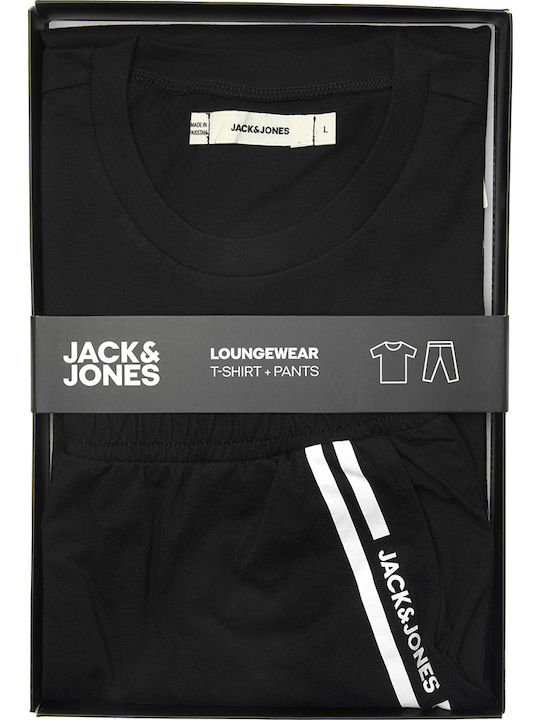 Jack & Jones Χειμερινή Ανδρική Πιτζάμα Μαύρη