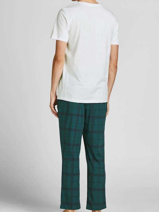 Jack & Jones Men's Winter Checked Pajamas Set White/Green