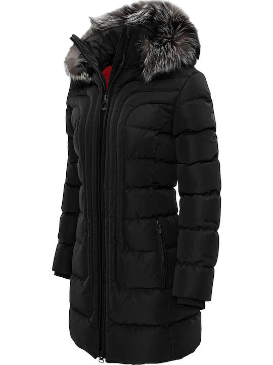 Wellensteyn Lang Damen Puffer Jacke mit pelziger Kapuze für Winter
