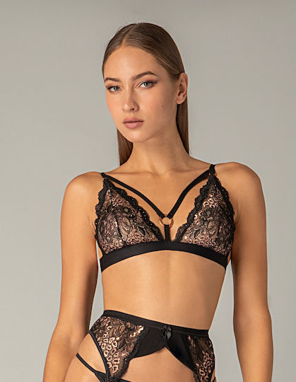 Milena by Paris Sexy Σετ Εσωρούχων με Δαντέλα & Ζαρτιέρες Μαύρο