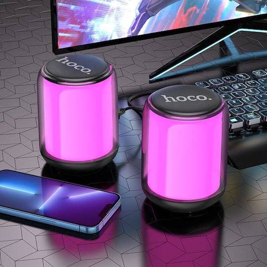 Hoco BS56 Безжични компютърни тонколони Компютърни тонколони 2.0 с RGB осветление и Bluetooth Мощност 10W в Черен цвят