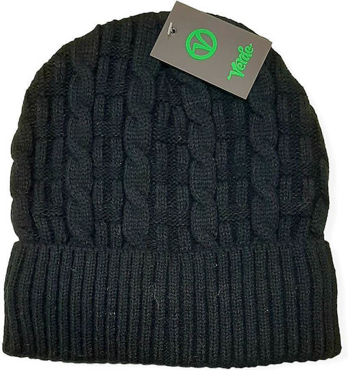Beanie Ανδρικός Σκούφος με Πλεξούδες σε Μαύρο χρώμα