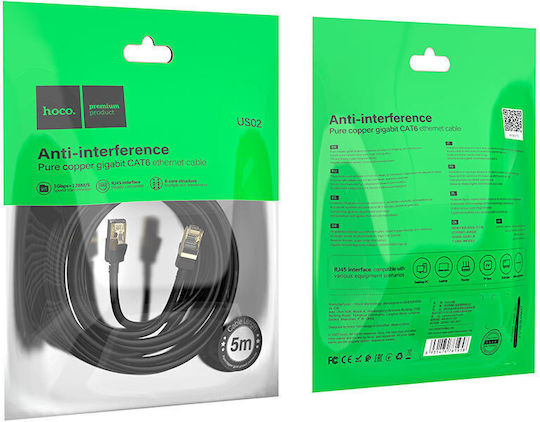 Hoco U/UTP Cat.6 (Gigabit) Καλώδιο Δικτύου Ethernet 5m Μαύρο