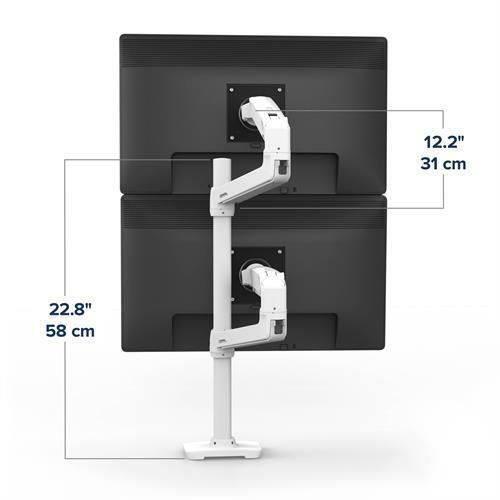 Ergotron LX Dual Stacking Desktop Stand for 2 Monitors up to 40" with Arm White