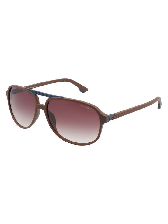 Police Men's Sunglasses with Brown Plastic Frame and Brown Gradient Lens SPL962 05AZ