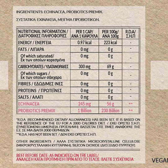 Bio Tonics Immune Support Echinacea 245mg Supplement for Immune Support 90 veg. caps