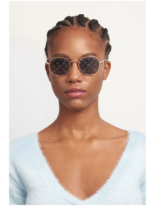 Chiara Ferragni Unisex Sunglasses with Gold Metal Frame and Gray Lens CF 1019/S DDB/MD