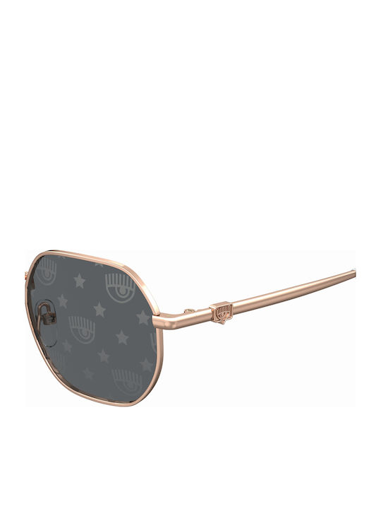 Chiara Ferragni Unisex Sunglasses with Gold Metal Frame and Gray Lens CF 1019/S DDB/MD
