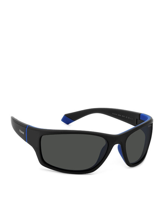 Polaroid Unisex Sunglasses with Black Plastic Frame and Gray Polarized Lens PLD2135/S D51M9