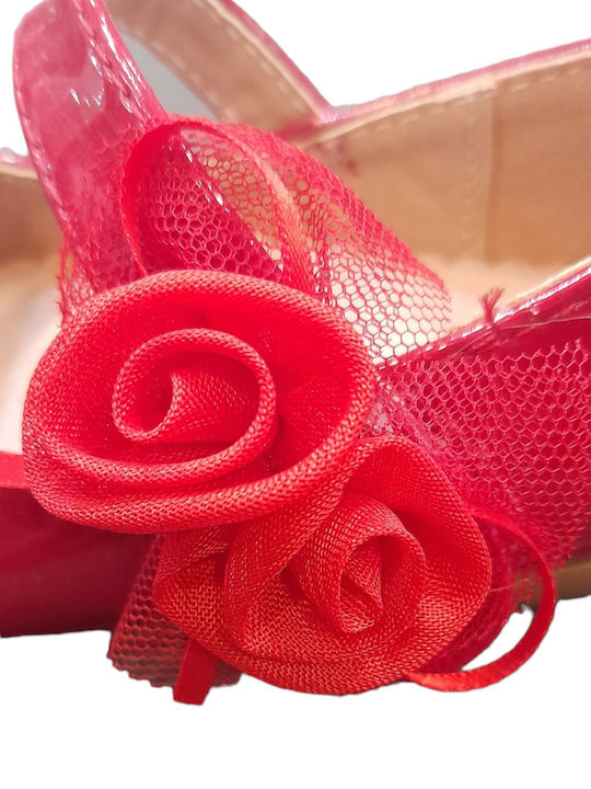 Ballerina red lace with fabric flowers and barrette