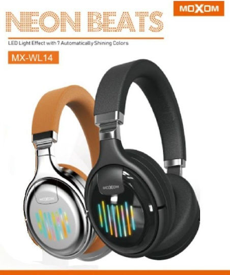 Moxom MX-WL14 Ασύρματα / Ενσύρματα Over Ear Ακουστικά με Ραδιόφωνο με 4 ώρες Λειτουργίας Καφέ