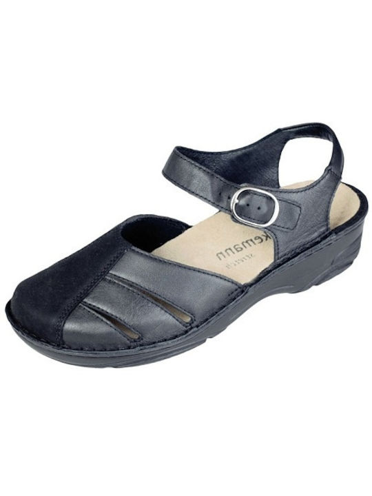 Berkemann Birthe Leder Damen Flache Sandalen Anatomisch in Schwarz Farbe