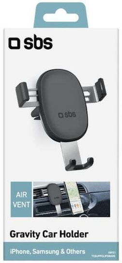 SBS Gravity Smartphone Holder with Air Vent Clip Car Mobile Mount with Adjustable Hooks Black