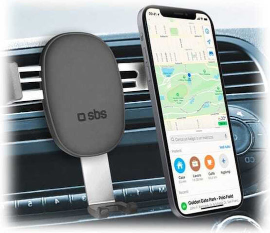 SBS Gravity Smartphone Holder with Air Vent Clip Car Mobile Mount with Adjustable Hooks Black