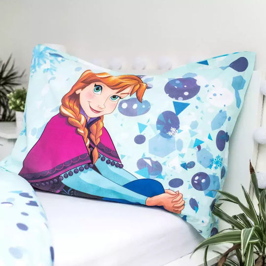 Disney Frozen Σετ Παιδική Παπλωματοθήκη Μονή με Μαξιλαροθήκη Βαμβακερή Γαλάζια 140x240εκ.
