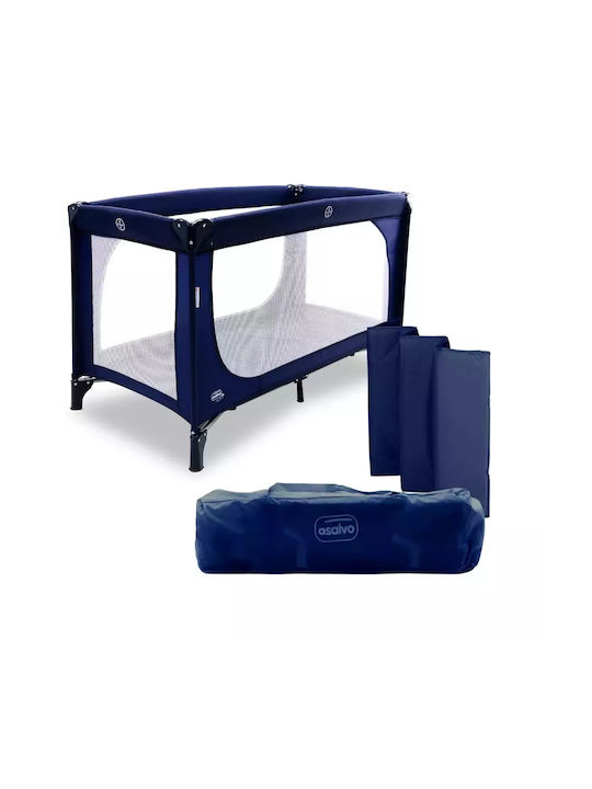 Asalvo Essential Παρκοκρέβατο με Στρώμα Navy Μπλε 65x125cm