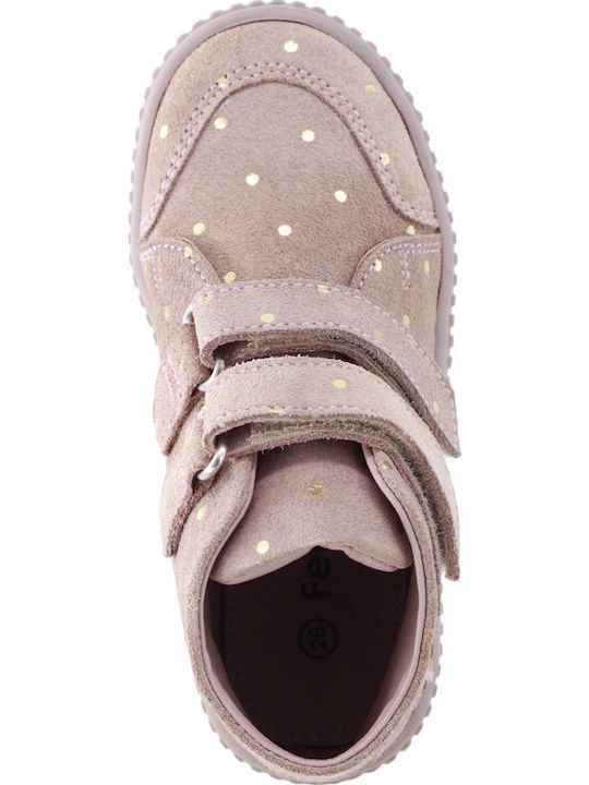Suede Kinderstiefeletten mit Klettverschluss Rosa