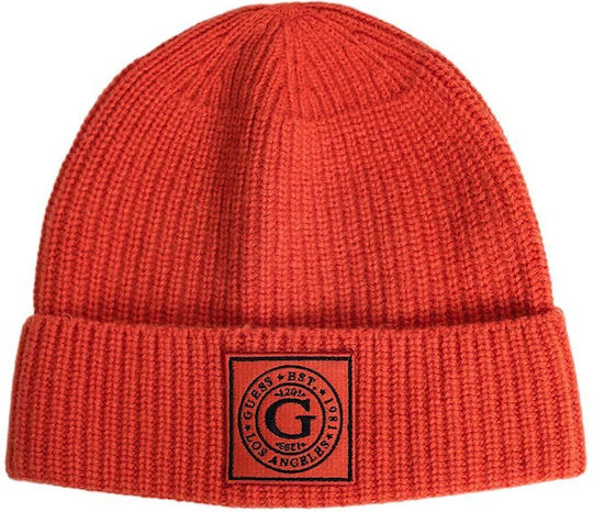 Beanie Beanie with Rib Knit in Orange color