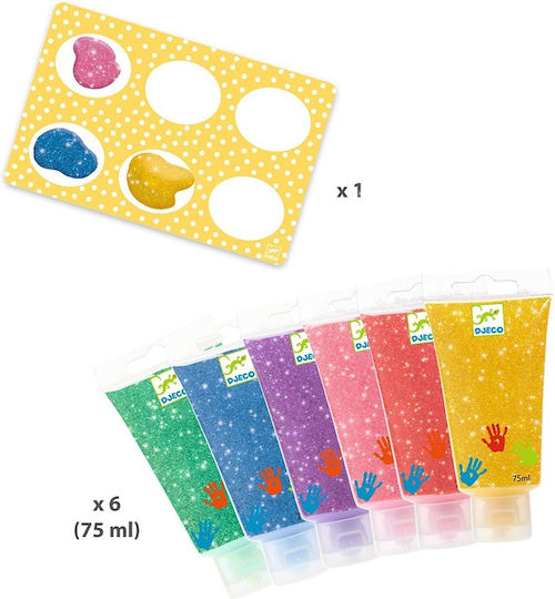 Djeco Glitter Finger Paints Set 6pcs