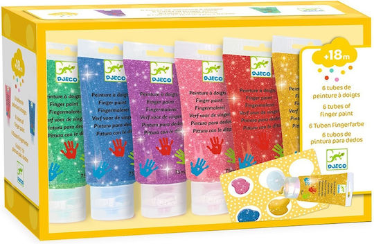 Djeco Glitter Finger Paints Set 6pcs