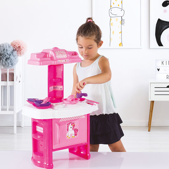 Dolu Large Super Pink Unicorn Kids Kitchen for 3+ Years 19 Pieces