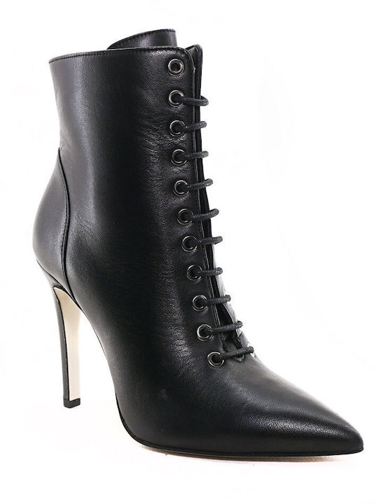 Fardoulis Leather Women's Ankle Boots with High Heel Black