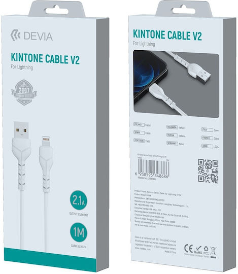 Devia Kintone USB to Lightning Cable Λευκό 1m (DVCB-DVCB-348686)