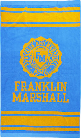 Franklin & Marshall Πετσέτα Θαλάσσης Βαμβακερή Μπλε 180x80εκ.
