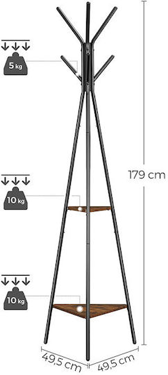 Vasagle Freistehender Kleiderständer Metallisch Schwarz 49.5x49.5x179cm