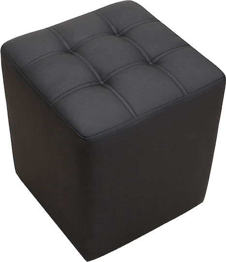 Hocker Für das Wohnzimmer Gepolstert mit Kunstleder Cube Schwarz 37x37x45cm