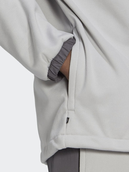 Adventure Winter Fabric Mix Men's Fleece Cardigan with Hood Gray