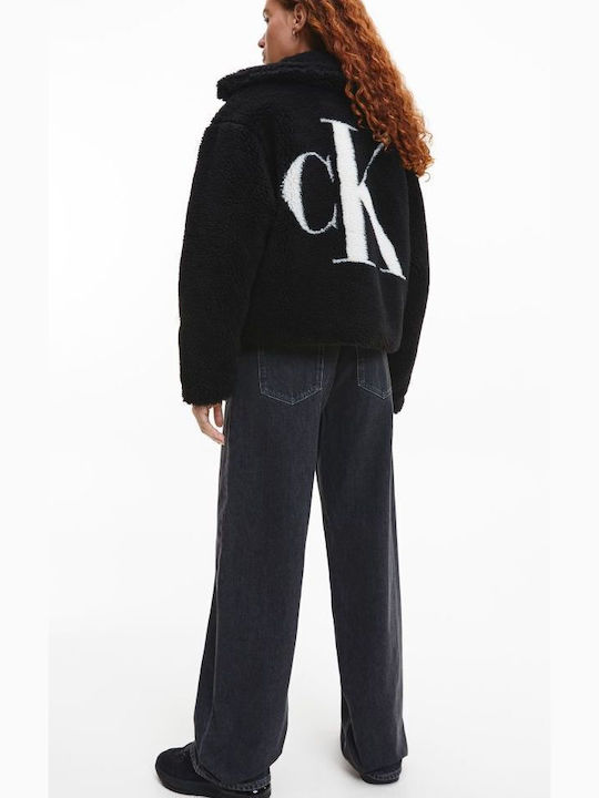 Calvin Klein Κοντή Γυναικεία Γούνα Μαύρη