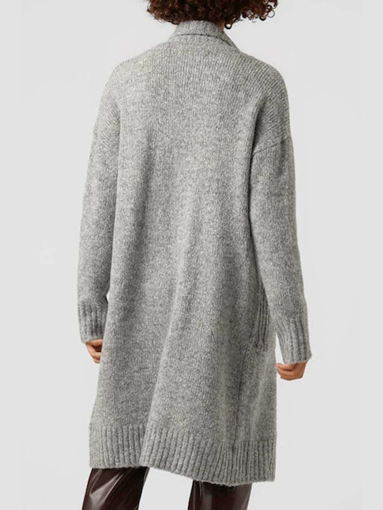 Vero Moda Lungă Jachetă de damă tricotată Medium Grey Melange