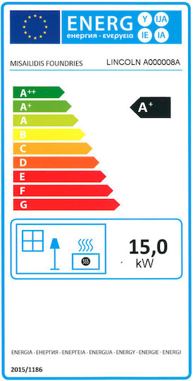 CHytiria Misailidi Lincoln-008A Fontă Soba pe lemne 15kW Negru