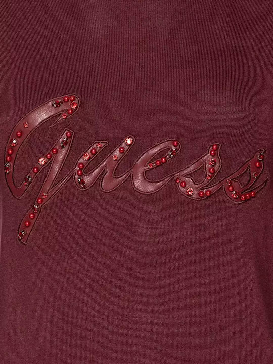 Guess De iarnă Feminină Bluză Mânecă lungă Burgundy