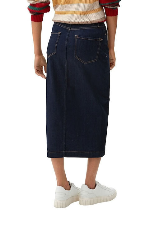 s.Oliver Denim Midi Skirt in Navy Blue Color