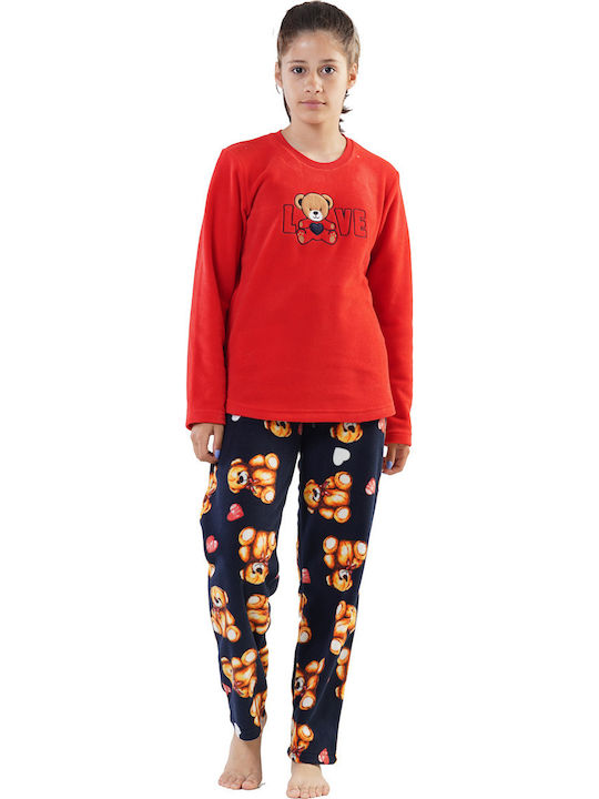 Vienetta Secret Pijama pentru copii De iarnă Fleece Roșie 201044 Vienetta Secret Pijama pentru copii De iarnă Fleece Roșie 201044