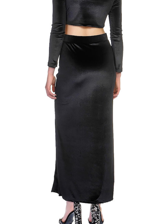 Kendall + Kylie High Waist Midi Skirt in Black color