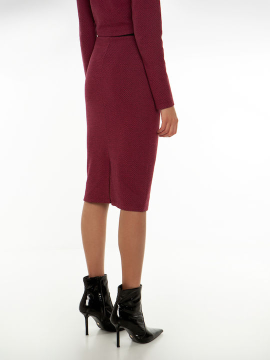 Toi&Moi Leather Pencil High Waist Mini Skirt in Burgundy color