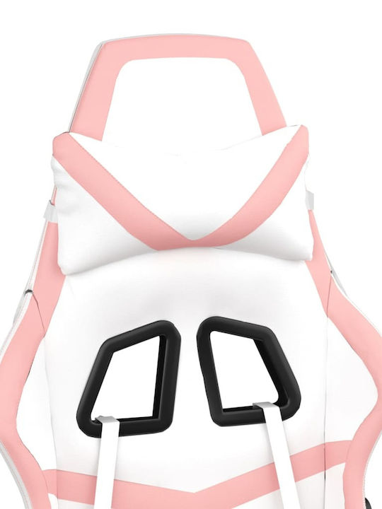 vidaXL 345442 Gaming Chair with Footrest White / Pink