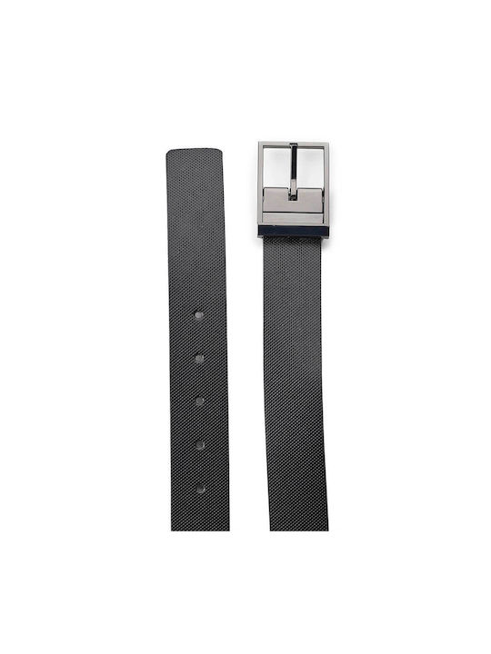 Verde Men's Leather Double Sided Belt Black