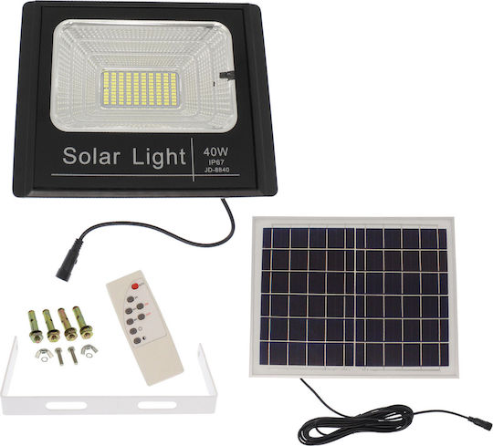 Waterproof Solar LED Flood Light 40W Cold White 6500K with Remote Control IP67
