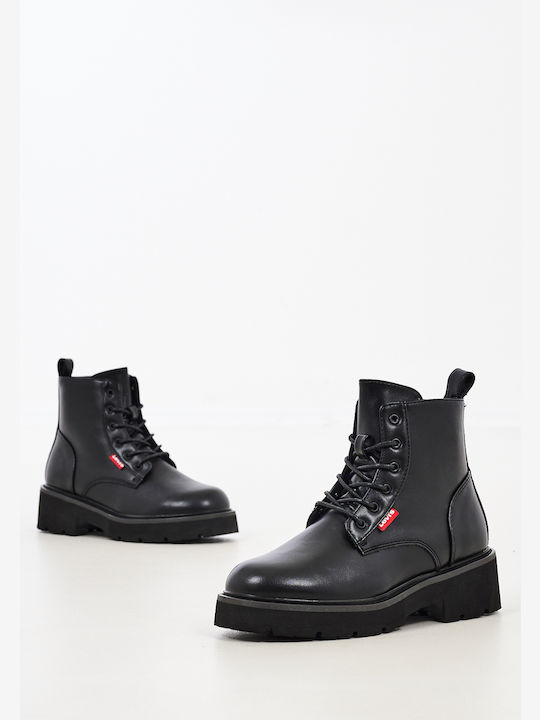 Levi's Billie Kids Military Boots with Lace Black