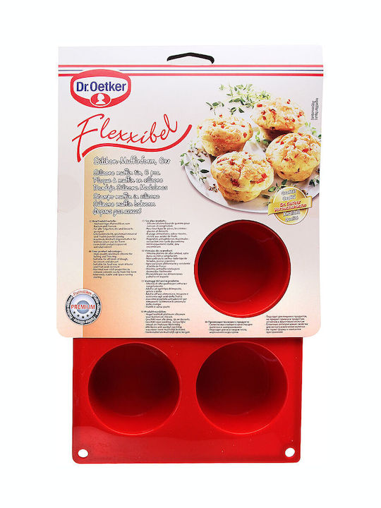 Dr. Oetker Φόρμα για 6 Μάφινς Πλατινικής Σιλικόνης Ø5.5cm