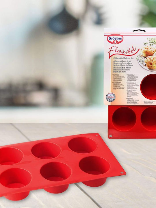 Dr. Oetker Φόρμα για 6 Μάφινς Πλατινικής Σιλικόνης Ø5.5cm
